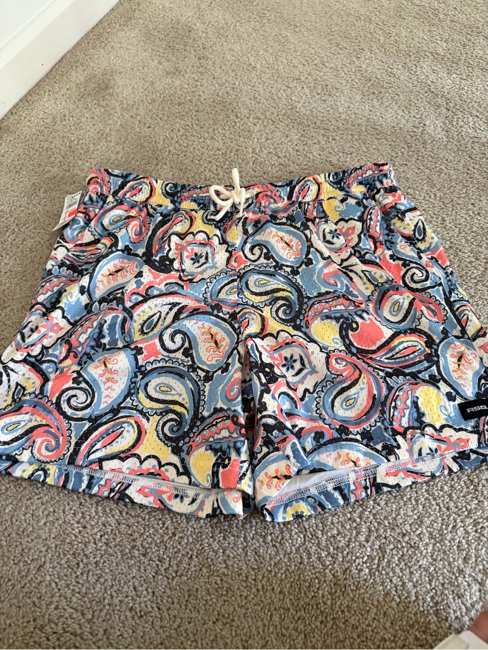 RSQ Men’s Paisley Athletic Shorts Blue, Coral, Yellow, White Mens or unisex NWT